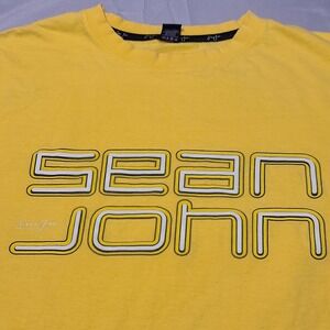 VTG Sean John Graphic T-Shirt Mens XL Yellow Short Sleeve Cotton Y2K Streetwear